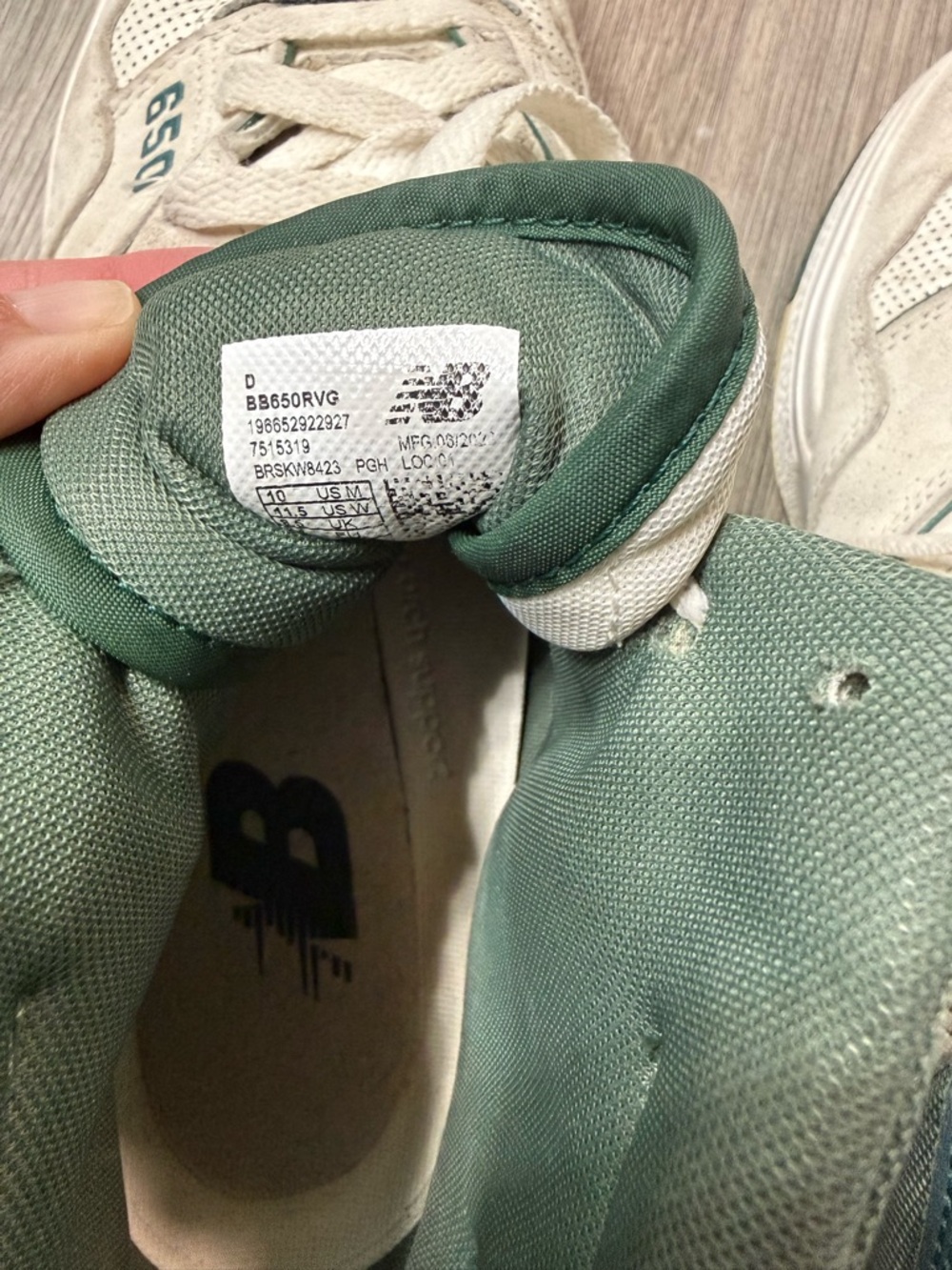 New Balance 650 High Top Size 10 White Green Suede Retro Dad Shoe Basketball NB - Picture 7 of 16